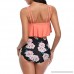 EnjoCho Floral Print High Waist Swimsuit Swimwear Women Backless Bikini Set Bathing Suit Orange B07NBKHGTY